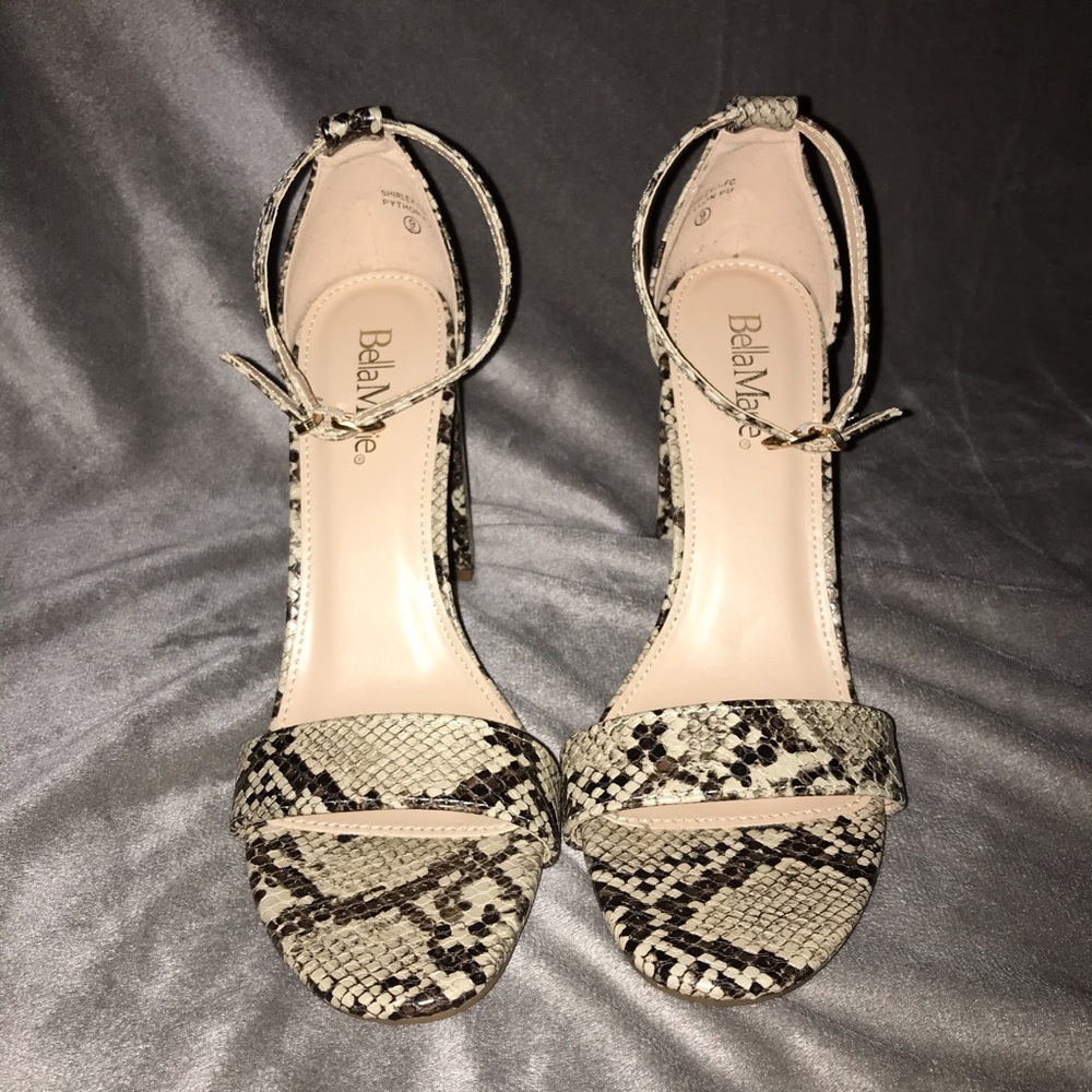 Bella Marie Snakeskin Block Heels
